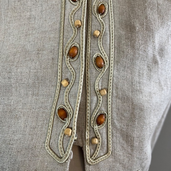 Jessica Howard Coastal Linen Beaded Skirt Set 16 Tan Floral Boho Western Neutral - Picture 6 of 16